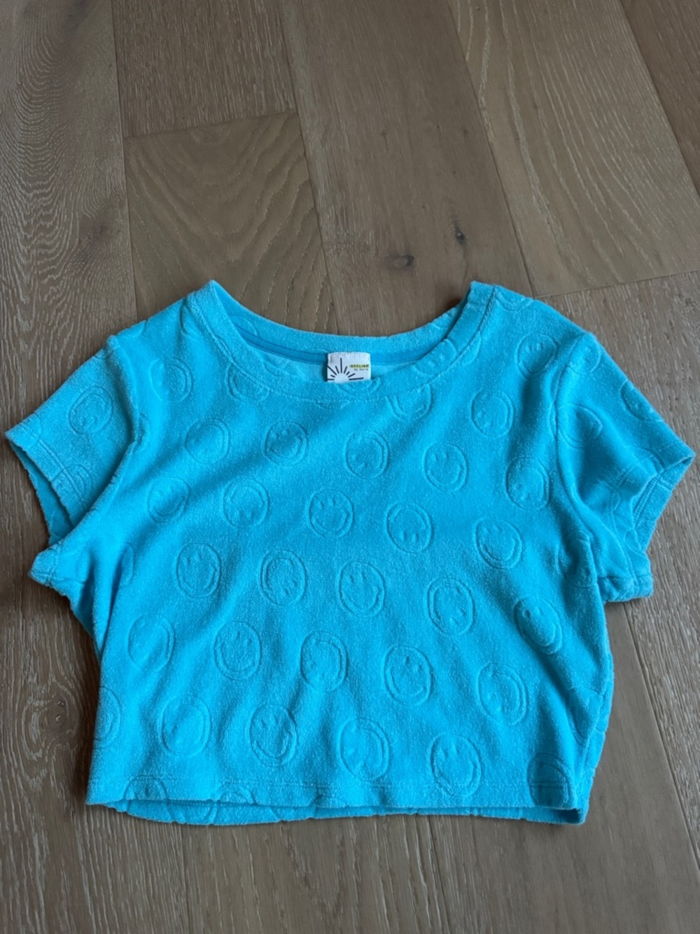 aerie Turquoise Cropped Short Sleeve Top